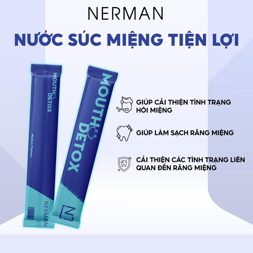 Combo Kiss Kit Nerman-Xịt thơm miệng Spray&Kiss 10ml&10Gói Nước súc miệng Mouth Detox 10ml/gói-TẶNG 1 CẨM NANG TẬP HÔN