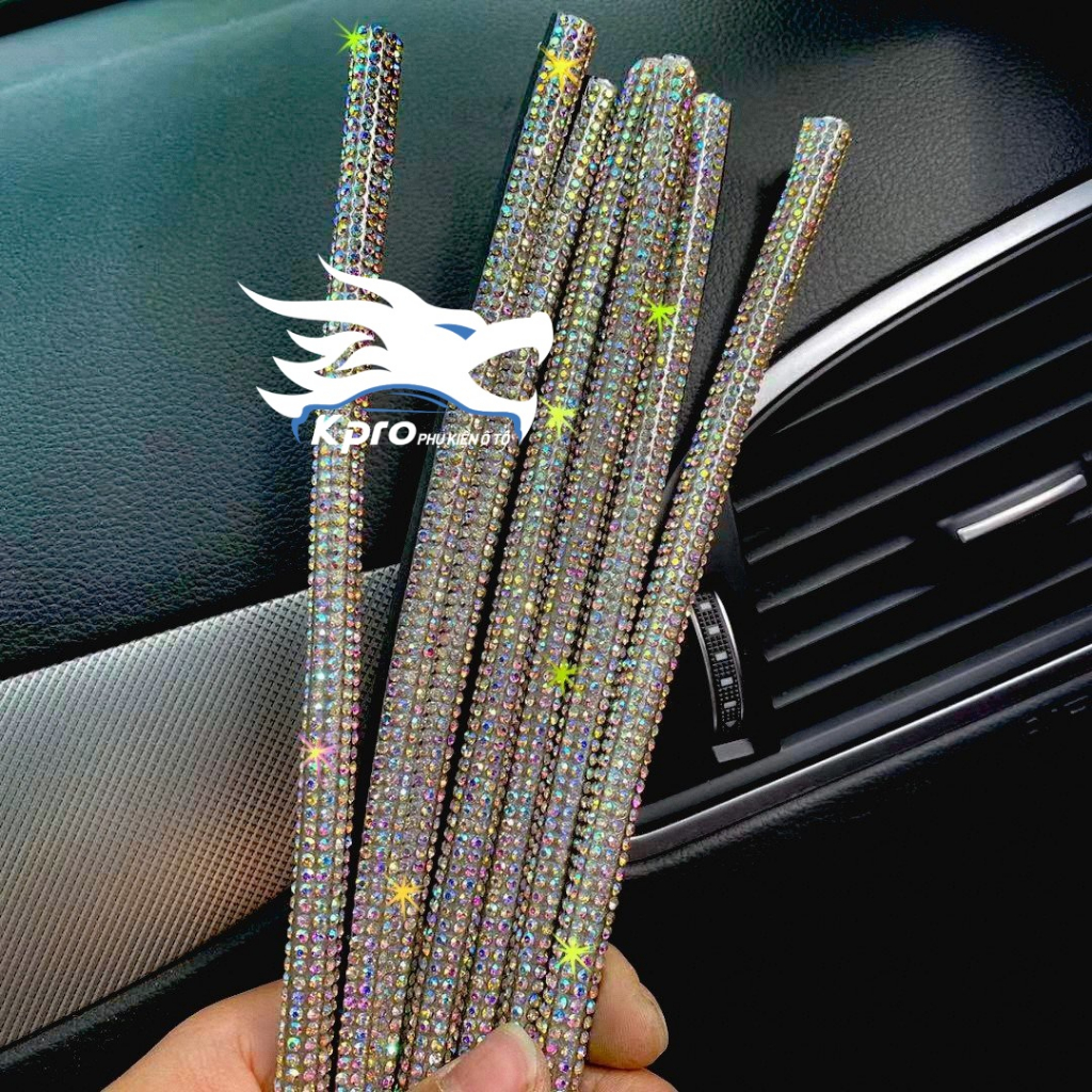 Dây Viền Lỗ Thông Khí Ô Tô, Xe Hơi Hình Chữ U Đính Kim Cương 19cm  - Hàng Kpro chất lượng cao