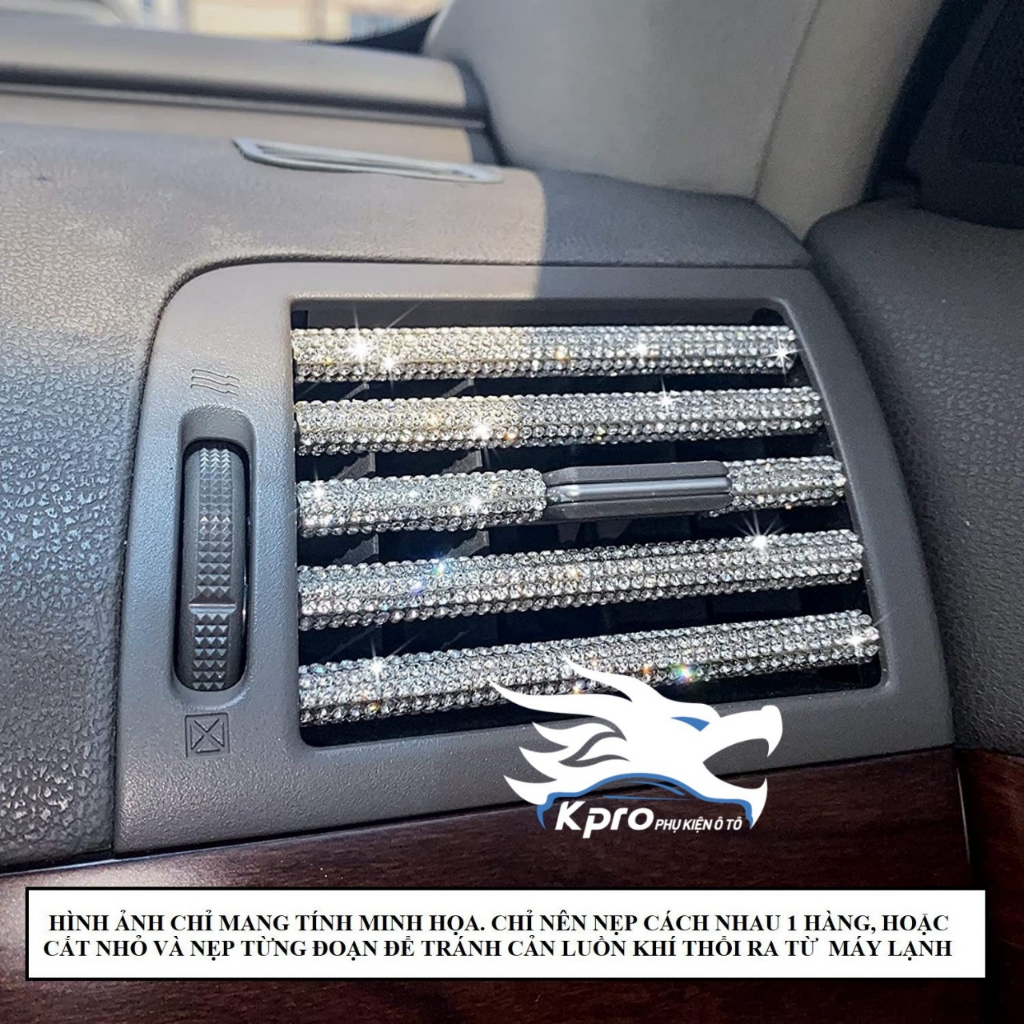 Dây Viền Lỗ Thông Khí Ô Tô, Xe Hơi Hình Chữ U Đính Kim Cương 19cm  - Hàng Kpro chất lượng cao