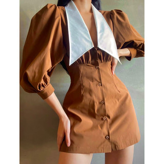 Đầm sơmi phối cổ trắng Cami ❤️