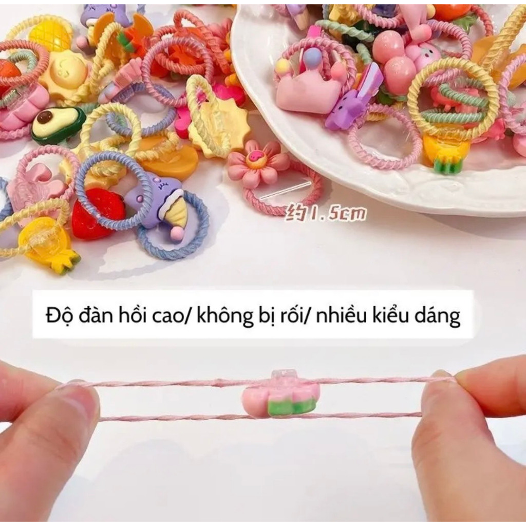 Set 50 chun buộc tóc siêu kute, siêu đáng yêu cho bé.hàng chuẩn loại 1, mix nhiều hình khác nhau siêu cute