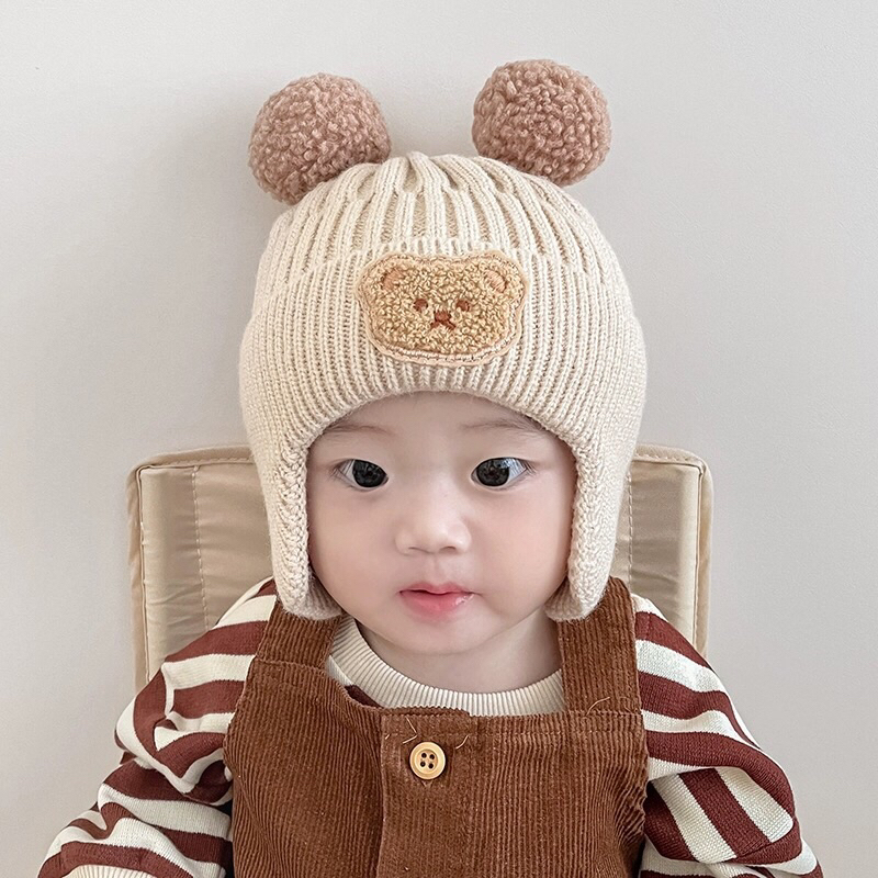 Mũ nón len trùm tai giữ ấm cho bé 6-36 tháng