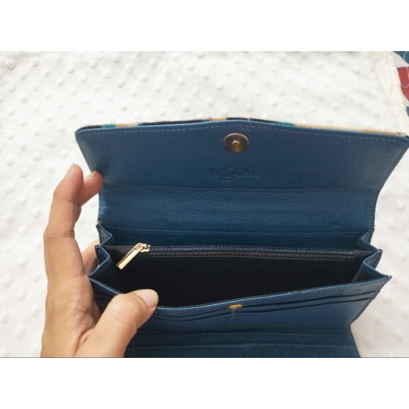 Ví da bò xanh phối lông