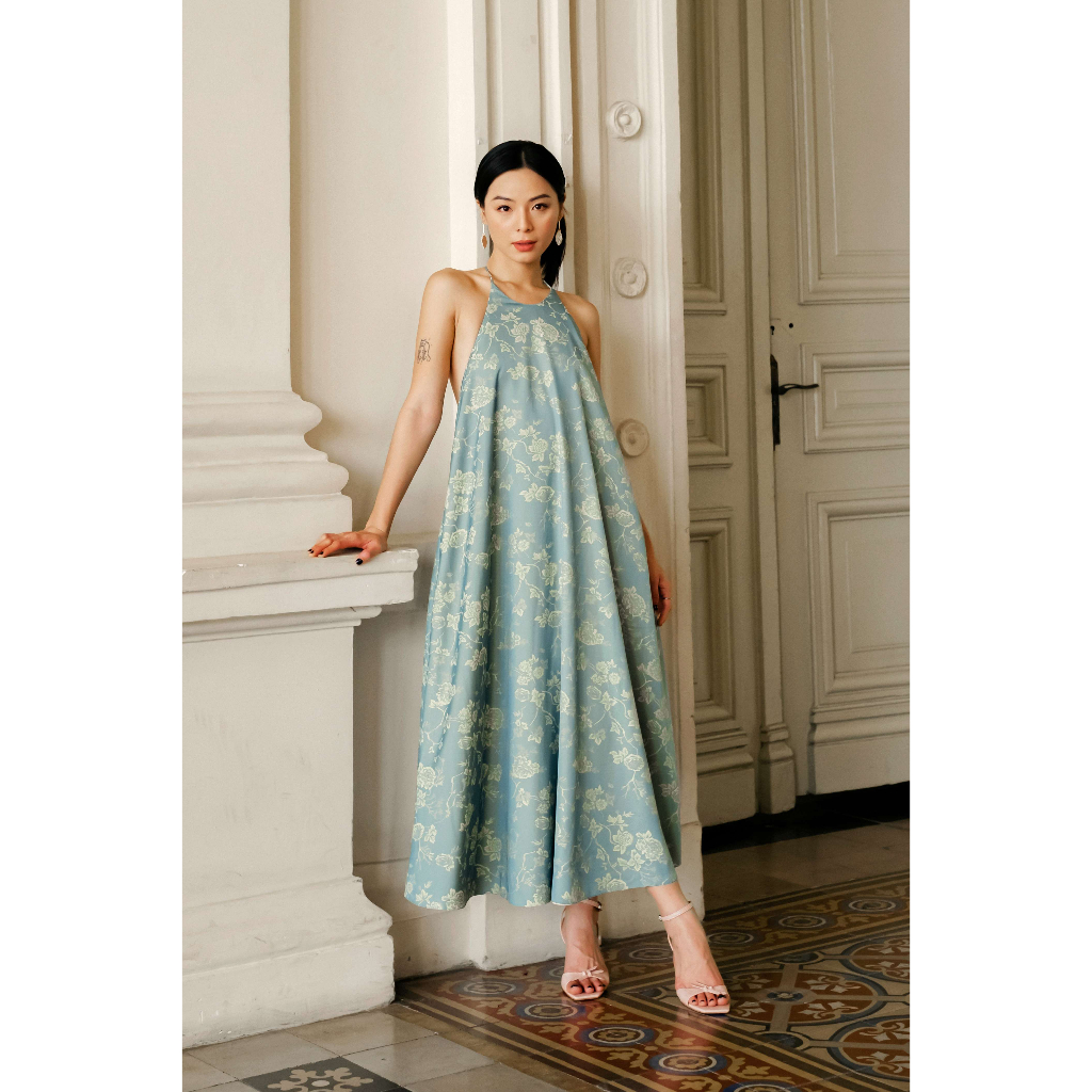 Graphé - Halter dress/Đầm yếm xoè lụa gấm