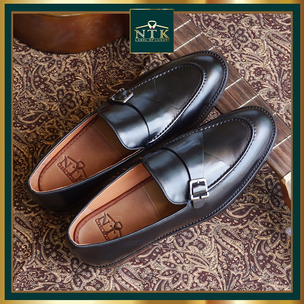 Single monkstrap loafer ĐẾ GỖ PHÍP, da thật thảo mộc đánh patina chính hãng NTK Luxury LFP_04C, BH 2 năm