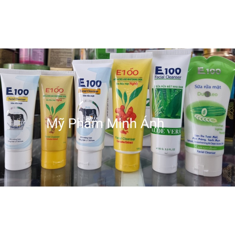 Sữa rửa mặt e100 nha đam,dưa leo,nghệ , e100 bò