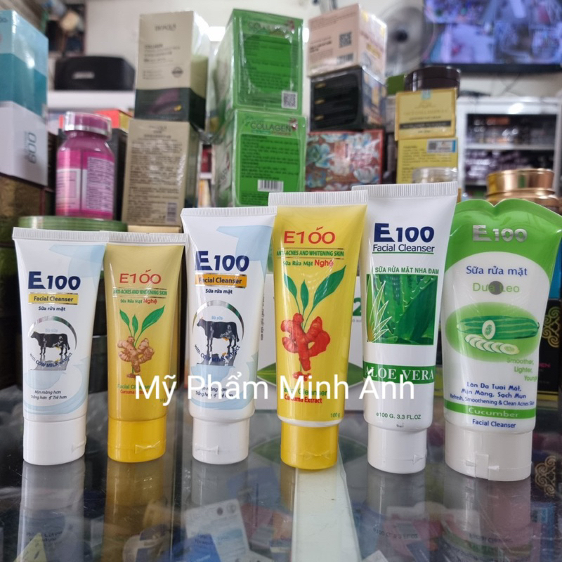 Sữa rửa mặt e100 nha đam,dưa leo,nghệ , e100 bò