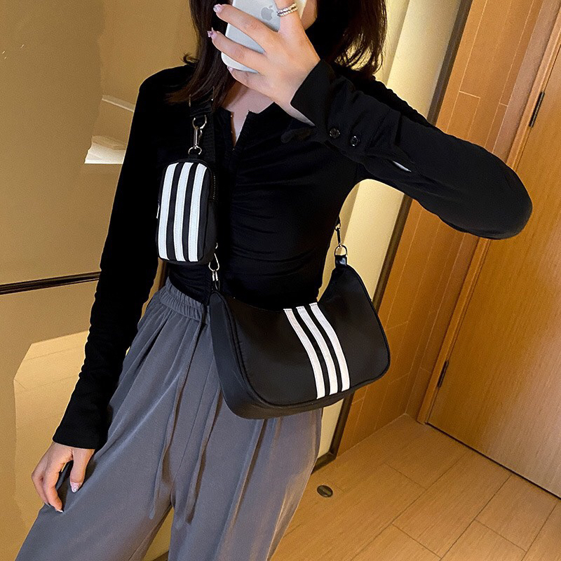 Túi xách đeo chéo kẻ sọc hot trend 2023 chất dù kèm quai đeo vai giá tốt