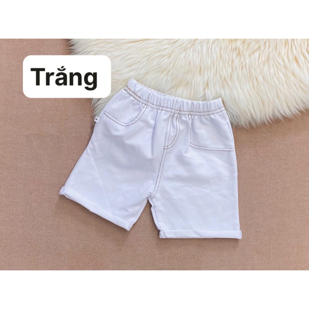 Quần đùi giả jean cho bé trai, bé gái co giãn, thoáng mát đủ size từ 8-20kg