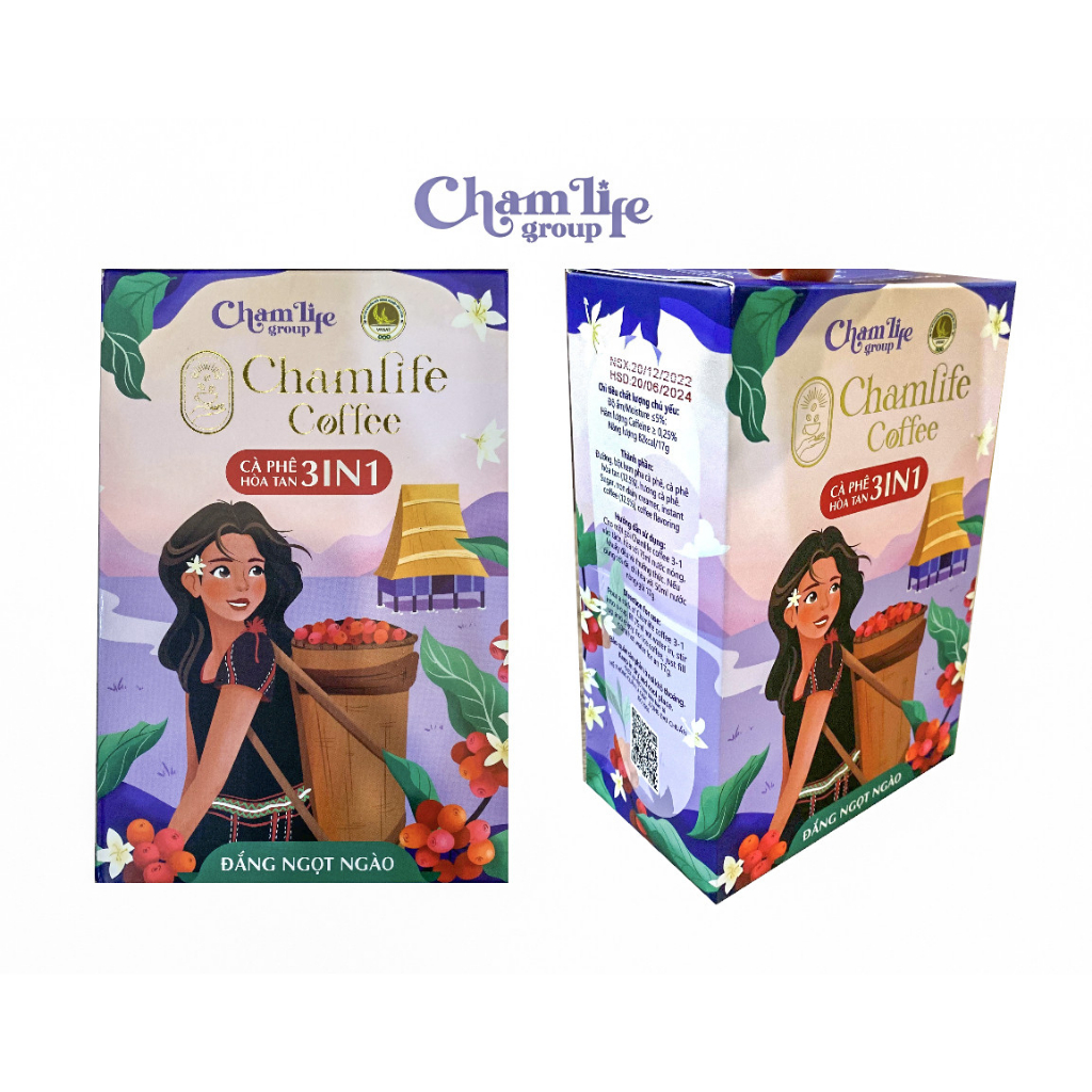 Cà Phê Hòa Tan 3 in 1 Chamlife Vị Đắng Ngọt Ngào 255g