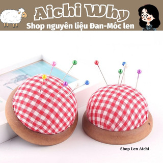 Gối Cắm kim Khâu đế Gỗ nhiều màu sắc