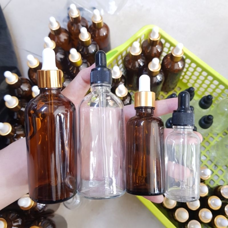 🚩Mua 1 TẶNG 1🏷🎀CHAI THỦY TINH BÓP NÂU/TRẮNG 30ml/50ml/100ml🎀