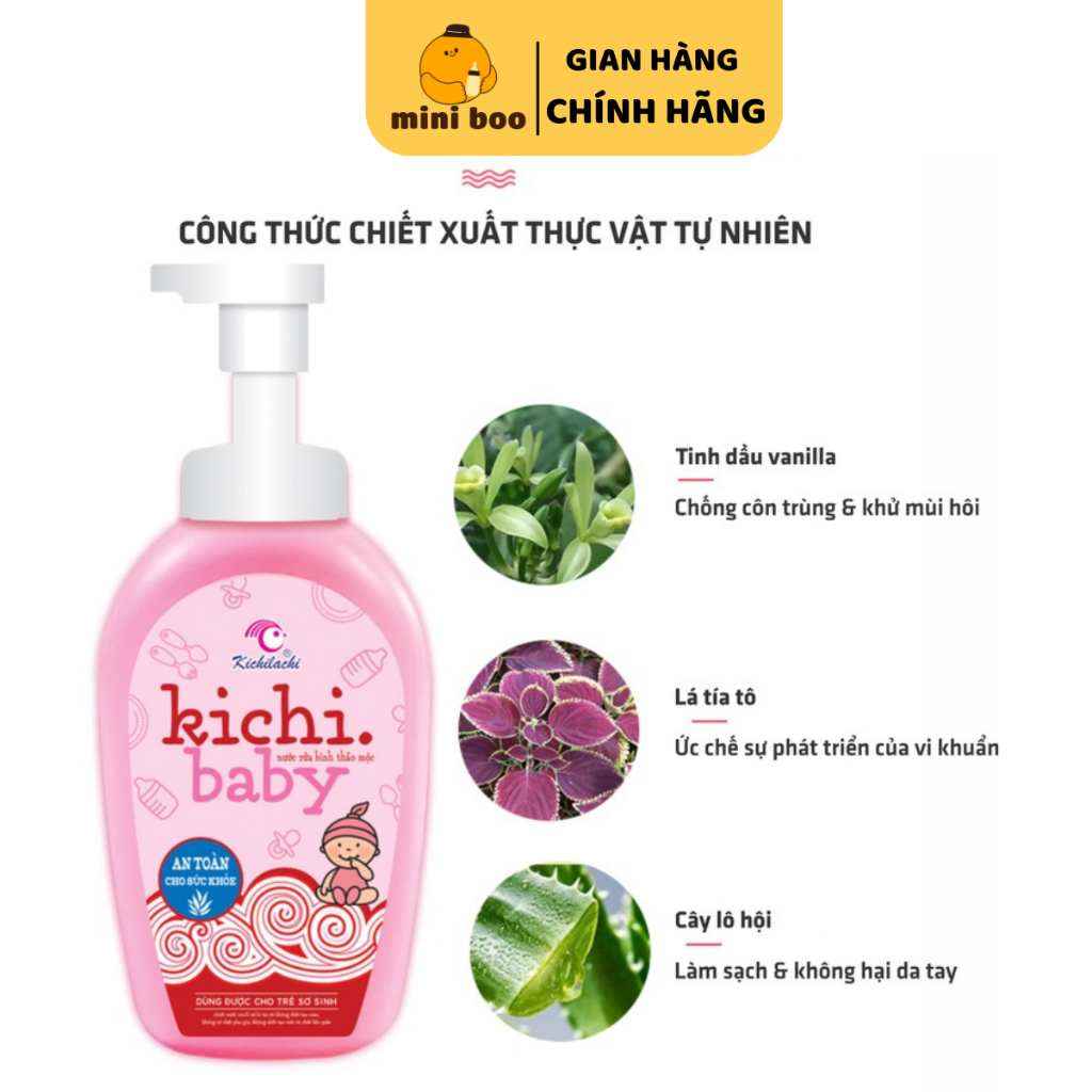 Nước Rửa Bình Sữa An Toàn Cho Bé Kichilachi Chai 500ml - MINIBOO