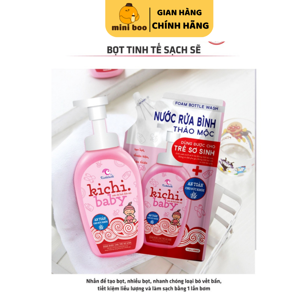 Nước Rửa Bình Sữa An Toàn Cho Bé Kichilachi Chai 500ml - MINIBOO