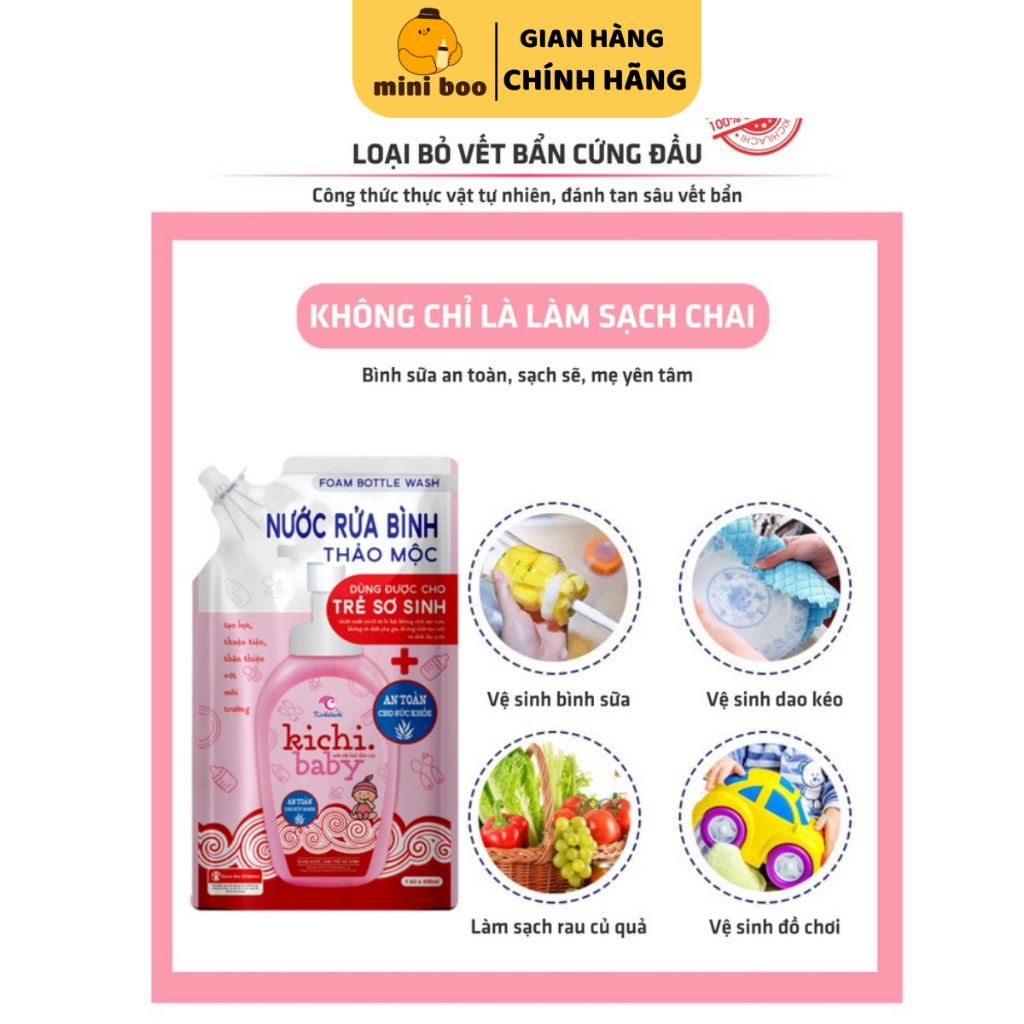 Nước Rửa Bình Sữa An Toàn Cho Bé Kichilachi Chai 500ml - MINIBOO