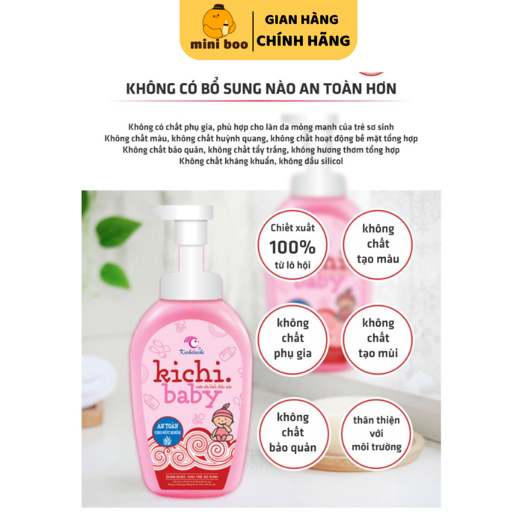 Nước Rửa Bình Sữa An Toàn Cho Bé Kichilachi Chai 500ml - MINIBOO