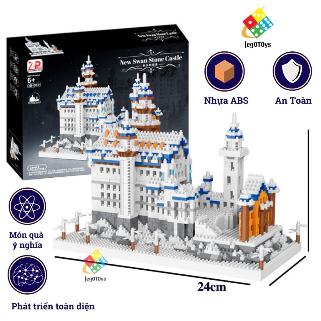 Mô Hình Lắp Ráp Lâu Đài Hồ Thiên Nga 3600Psc - Bộ Đồ Chơi Xếp Hình Công Trình Kiến Trúc Châu Âu Nổi Tiếng - Tặng Dây LED