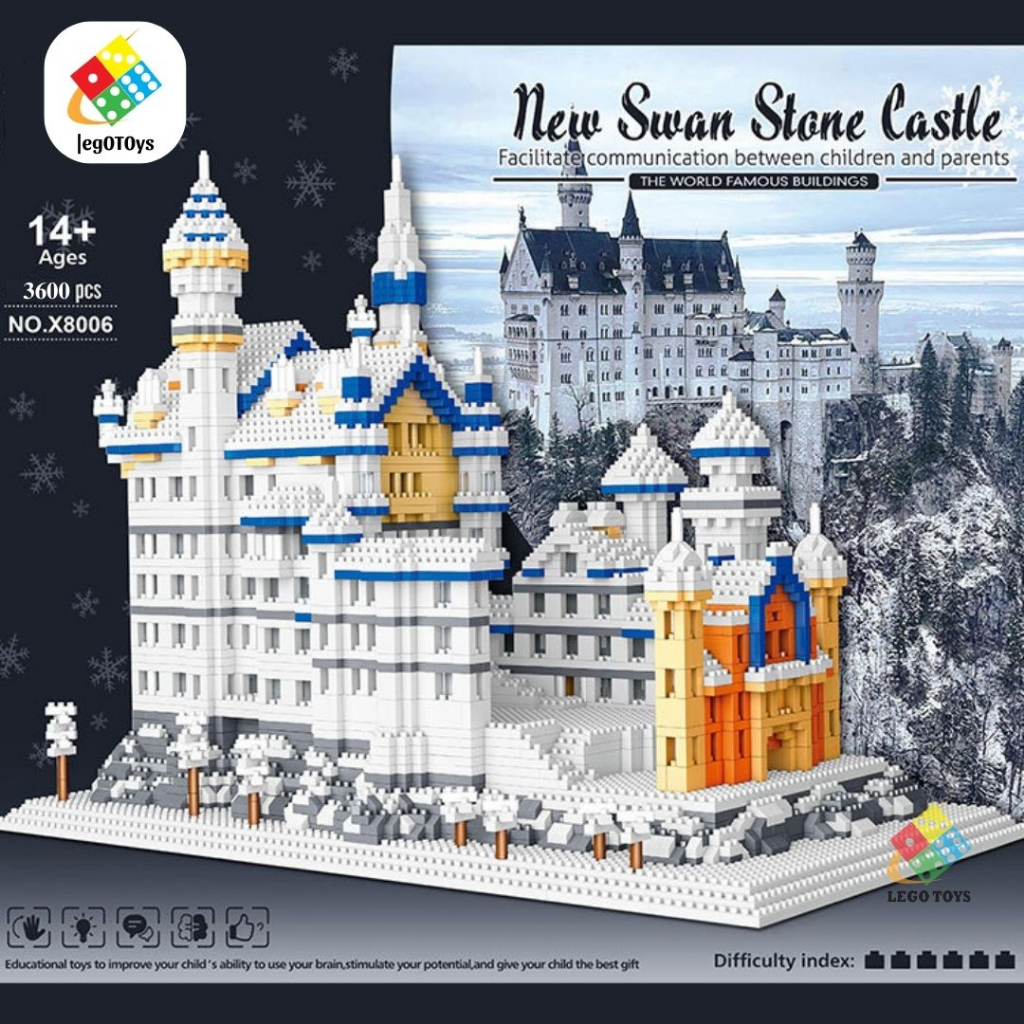 Mô Hình Lắp Ráp Lâu Đài Hồ Thiên Nga 3600Psc - Bộ Đồ Chơi Xếp Hình Công Trình Kiến Trúc Châu Âu Nổi Tiếng - Tặng Dây LED