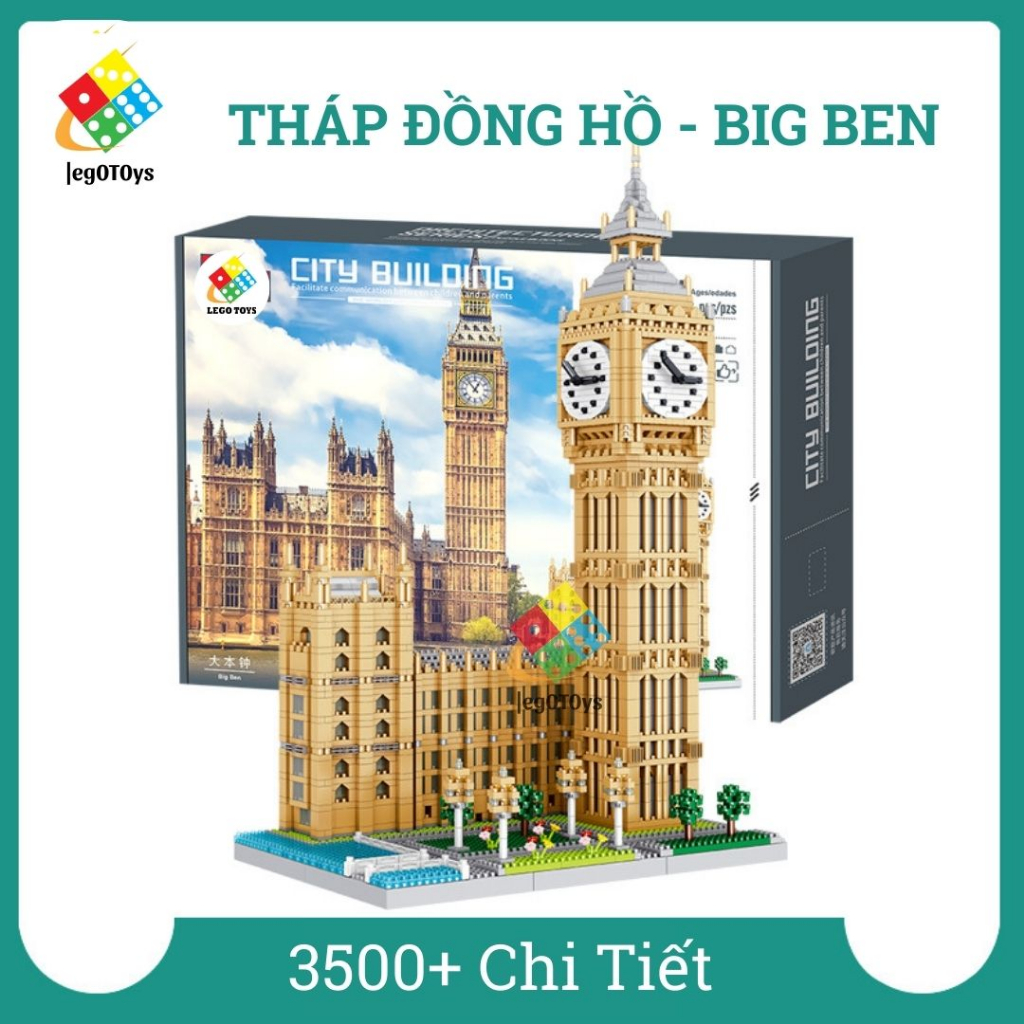 Leg0 Tháp Đồng Hồ BIGBEN LonDon 3600PSC - Bộ Đồ Chơi Xếp Hình Công Trình Kiến Trúc Nổi Tiếng Thế Giới - Tặng Dây Nháy