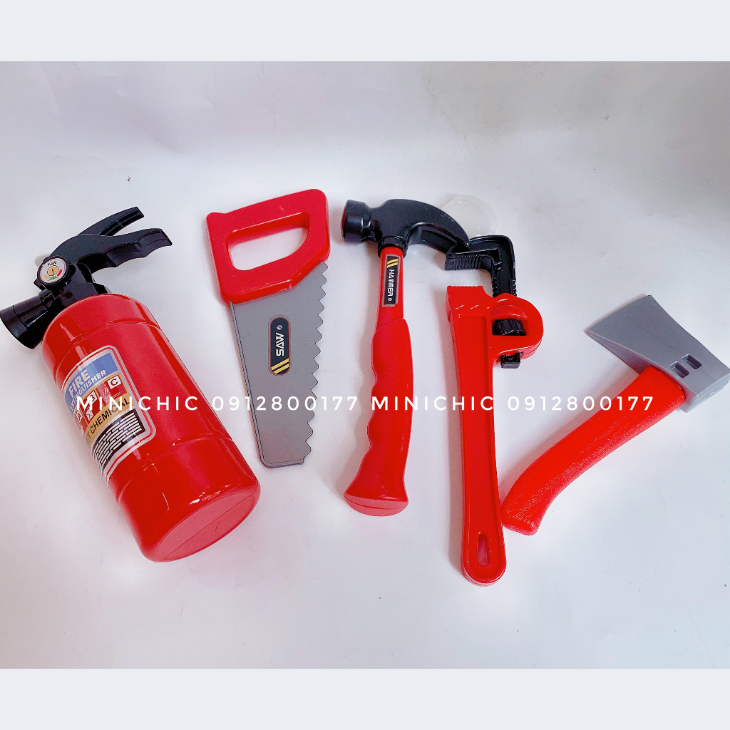 Đồ chơi xe cứu hỏa có đèn còi tự chạy kèm phụ kiện lính cứu hỏa