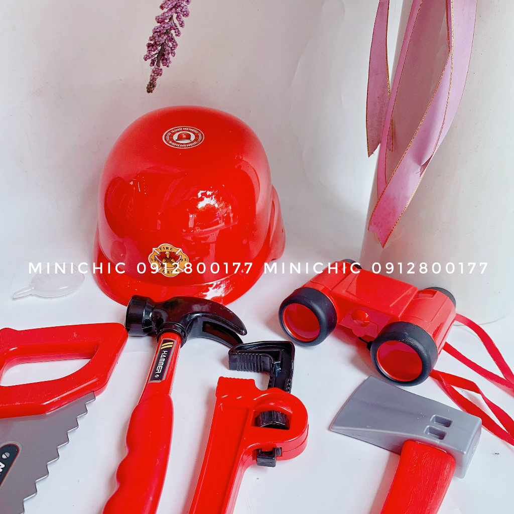 Đồ chơi xe cứu hỏa có đèn còi tự chạy kèm phụ kiện lính cứu hỏa