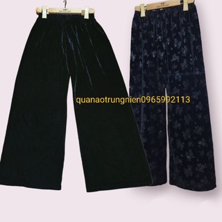 Quần nhung trơn đen ống rộng cho mẹ cho bà