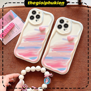 Ốp lưng iphone cạnh sóng nổi gắn trái tim hồng 6/7/8/plus/x/xr/xs/11/12/13/14/15/pro max xx1038