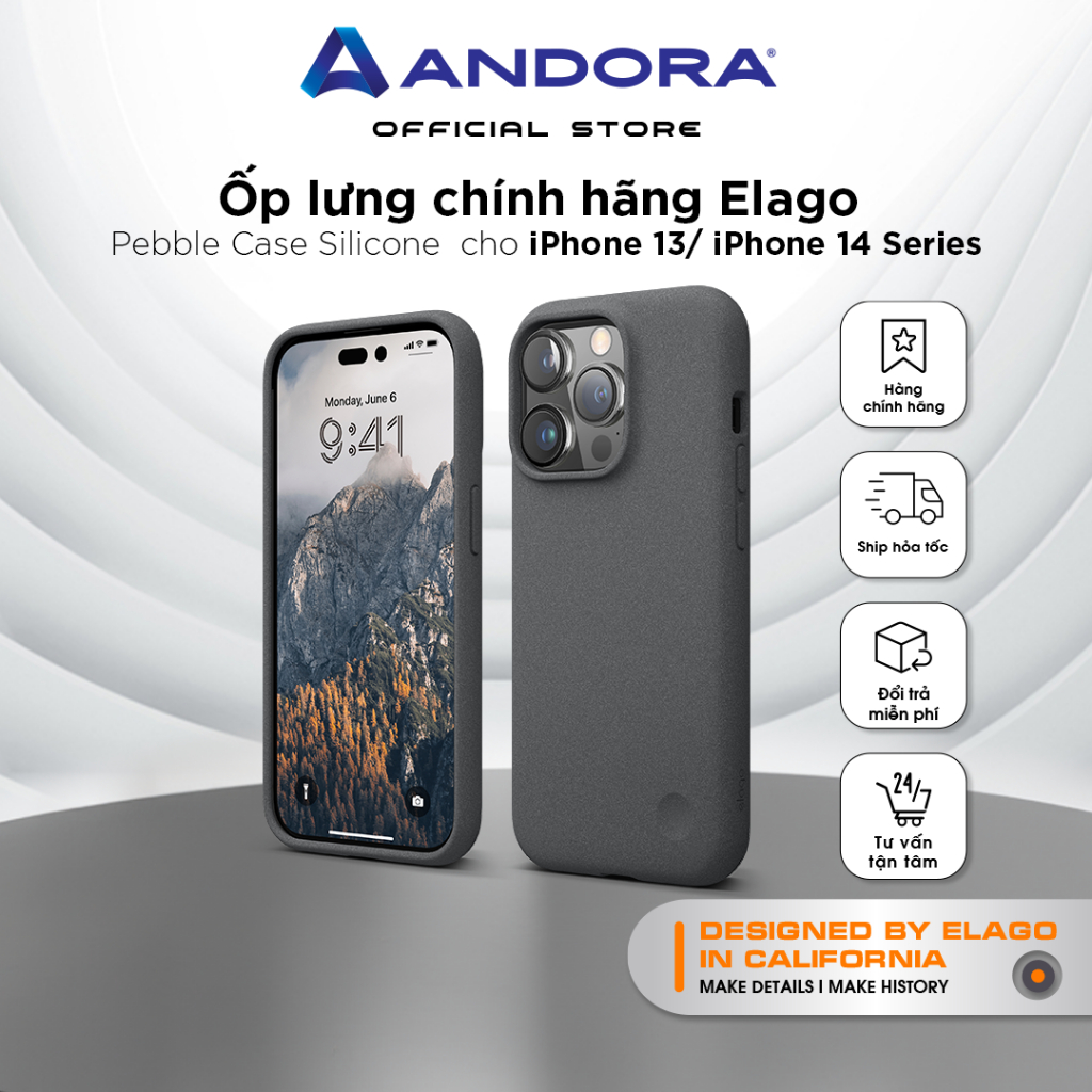 Ốp lưng chính hãng Elago Pebble Case Silicone dẻo cao cấp cho Iphone 13/Iphone 14 Series