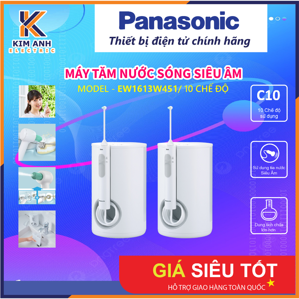 Máy tăm nước Panasonic-EW1613W451-10 Chế Độ/ Bình chứa lớn/ Tay cầm nam châm nhẹ