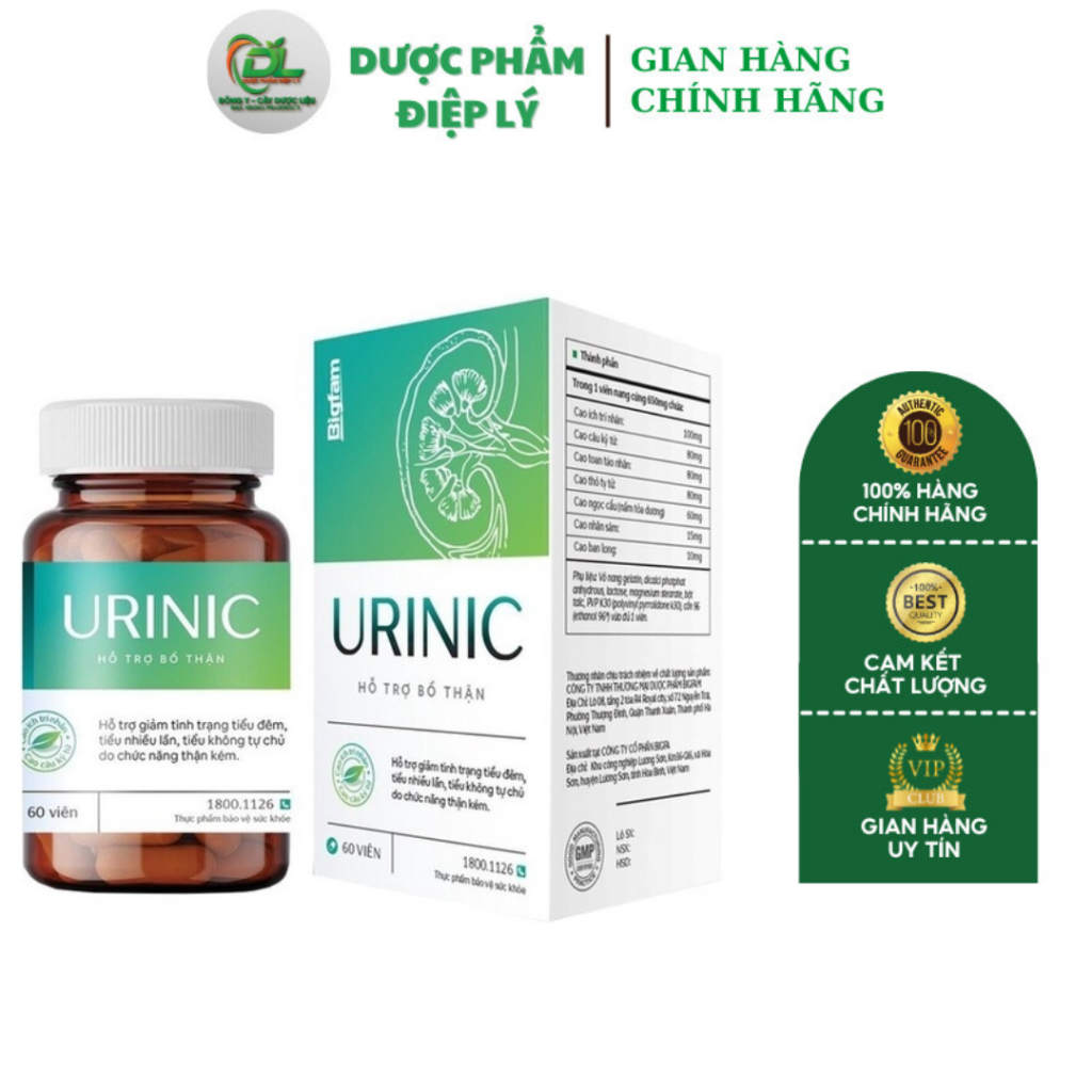 Viên Uống Urinic Big Family Hộp 30 Viên Hỗ Trợ Bổ Thận Giảm Tiểu Đêm Tiểu Nhiều Lần, Tiểu Không Tự Chủ Hộp 30 Viên