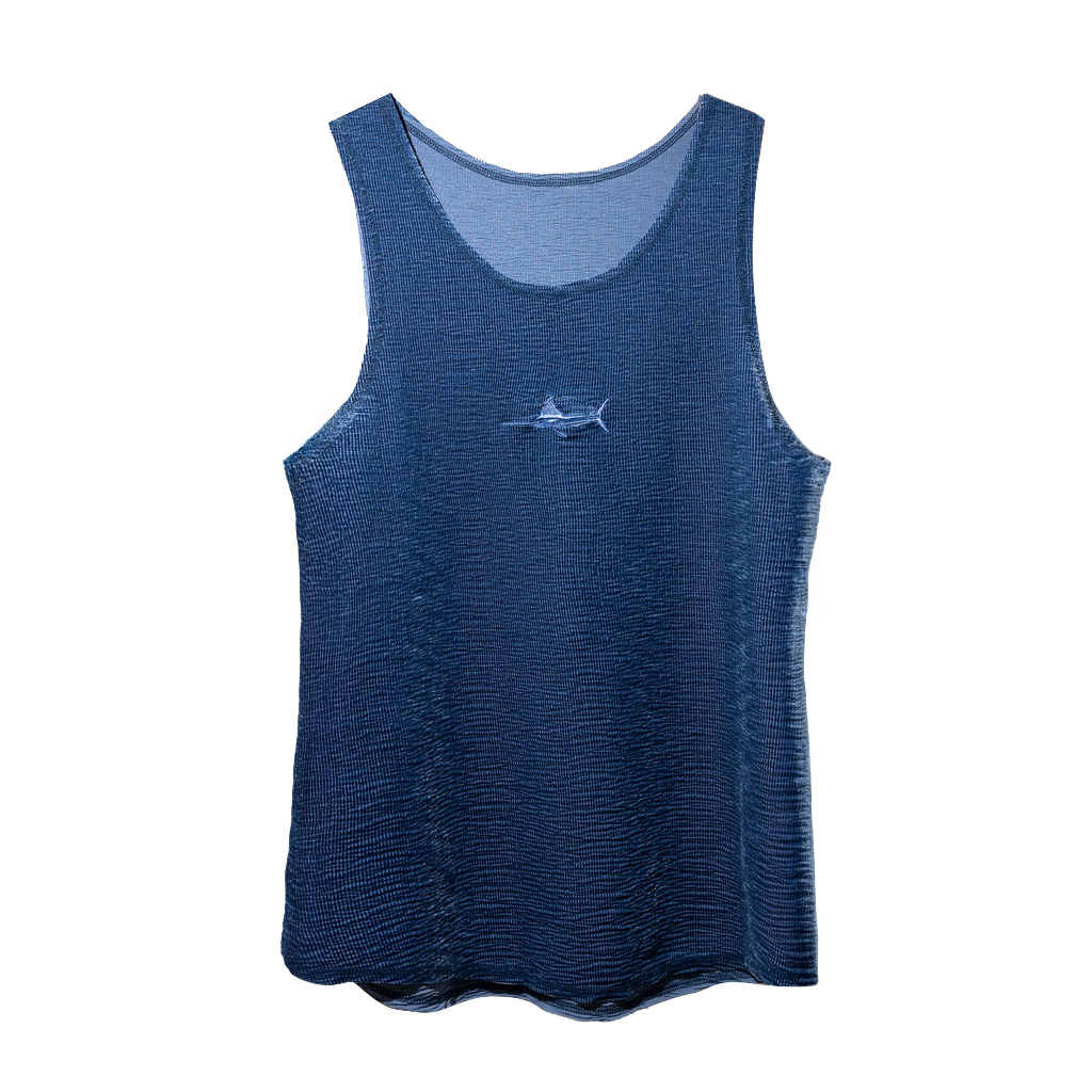 KIẾM LÀ MỐT CROCO - tanktop áo ba lỗ vải nhung màu xanh dương thêu logo cá Kiếm