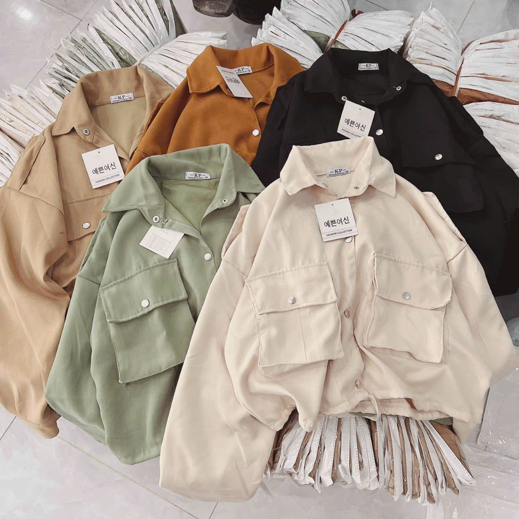 Áo khoác lửng nữ túi hộp cánh dơi chất bố nhung sang trọng có dây rút lai MCTPcroptop440 440