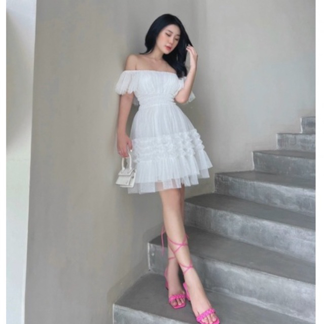 Đầm lưới cúp cánh tiên xoè bồng 3 màu công chúa tiểu thư vintage ulzzang kèm ảnh thật