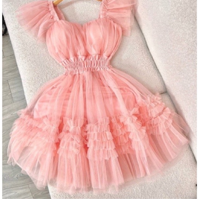 Đầm lưới cúp cánh tiên xoè bồng 3 màu công chúa tiểu thư vintage ulzzang kèm ảnh thật