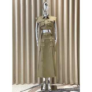 𝐁𝐄𝐈𝐆𝐄 𝐒𝐄𝐓 - 𝐀𝐒𝐇𝐘𝐋𝐄𝐘 set túi hộp áo croptop phối chân váy dài kaki - tkcc l1