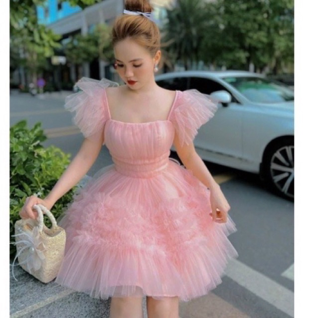 Đầm lưới cúp cánh tiên xoè bồng 3 màu công chúa tiểu thư vintage ulzzang kèm ảnh thật