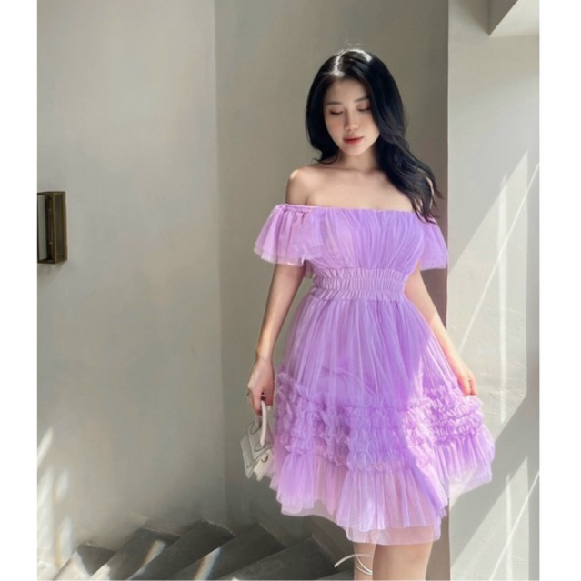 Đầm lưới cúp cánh tiên xoè bồng 3 màu công chúa tiểu thư vintage ulzzang kèm ảnh thật