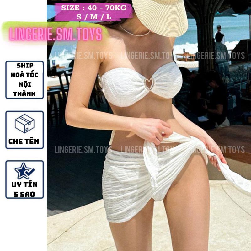 Set bikini 3 chi tiết ren nổi