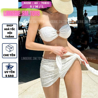 Set bikini 3 chi tiết ren nổi