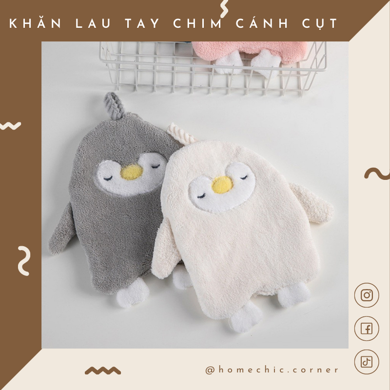 Khăn lau tay chim cánh cụt treo tường cute đa năng siêu thấm hút | HOME CHIC CORNER