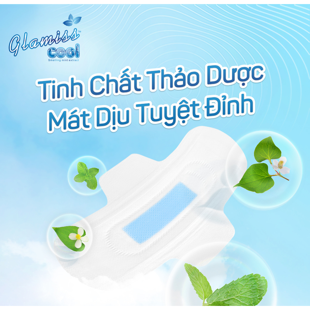 Combo hoàn hảo Băng vệ sinh thảo dược Glamiss Cool Extra ban ngày, hằng ngày, ban đêm kháng khuẩn vượt trội