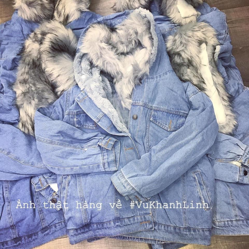 Áo Khoác Bò Jeans mũ lông mềm mượt  lót lông bên trong siêu ấm, stye korea, KPI