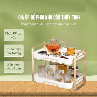 Giá kệ úp cốc chén 2 tầng bằng inox 304 chống gỉ cao cấp