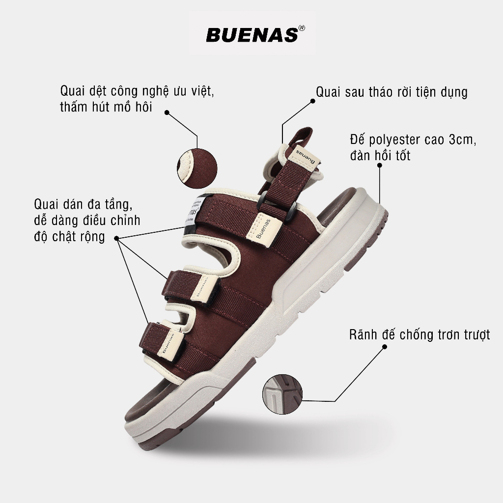 Sandal nam nữ Buenas Sport 6879 unisex, dép quai hậu học sinh thời trang, trẻ trung