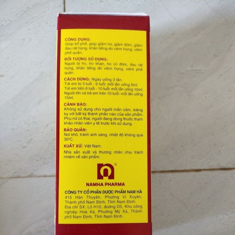 Combo 2 chai siro ho bổ phế nam hà