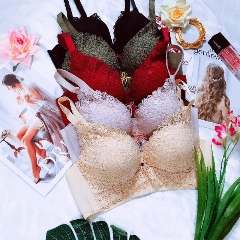 Áo lót ren nữ Thái Lan mút dày 4cm siêu mềm, thông hơi thoáng khí push up núi đôi tròn đầy có video thật a👙