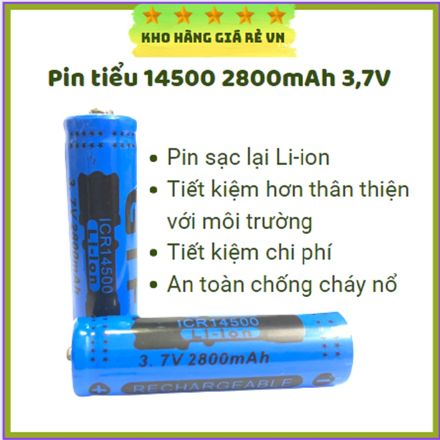 Pin Lithium 14500 dung lượng 2800mah 3.7V sử dụng cho các loại loa bluetooth, micro không dây, máy ảnh, máy bộ đàm....