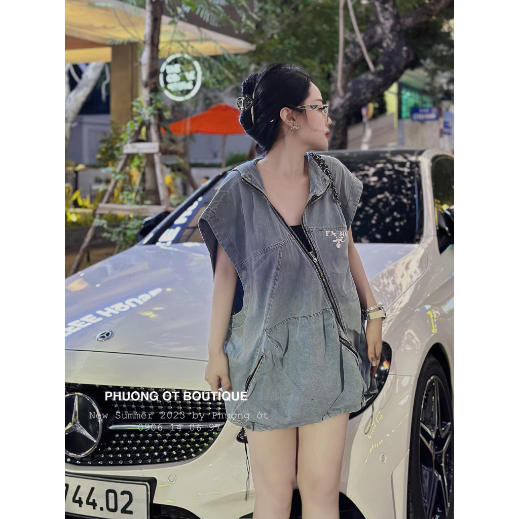 Váy Bò Giặt Mốc Dáng Thụng Mũ Khoá Cá Tính Đầm Denim Mốc Dáng Thụng Có Mũ Sang Chảnh Moonyhanoi VML