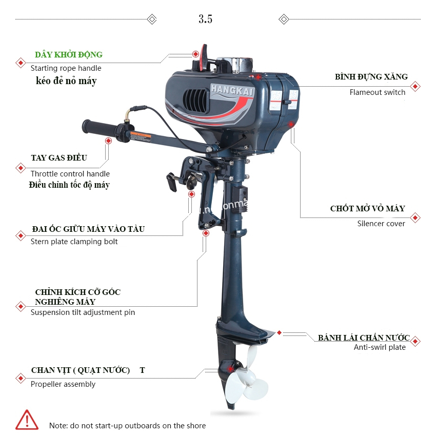 Máy xăng đẩy xuồng hơi, động cơ cho tàu thuyền giá tốt, tiết kiệm nhiên liệu, máy khoẻ chạy êm