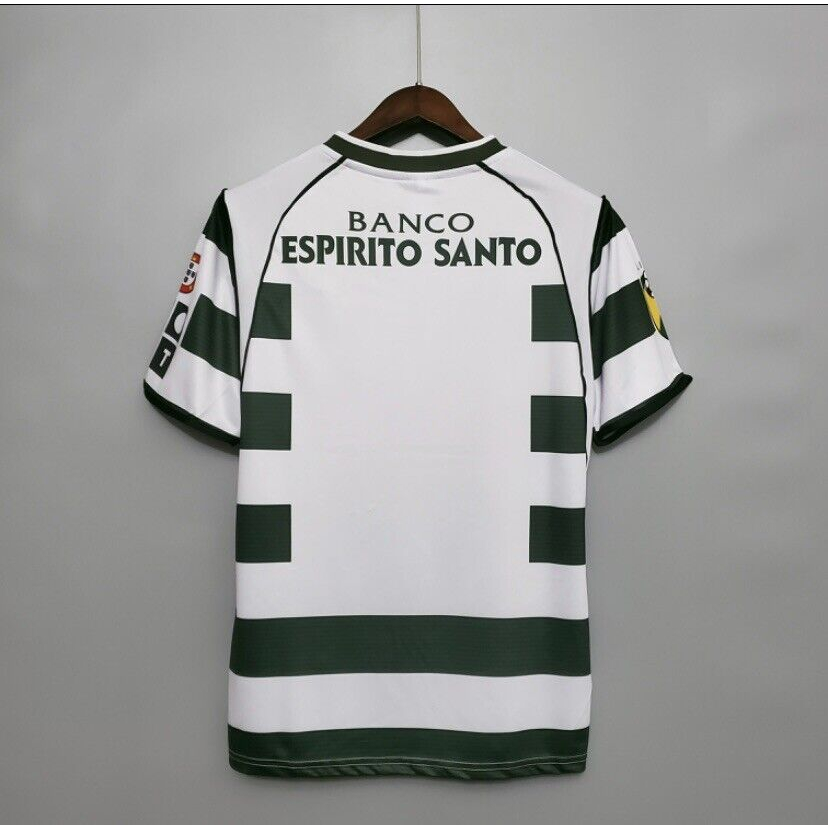 Áo bóng đá retro Sporting Lisbon 2002 vải Cotton Polyester thời trang blockcore